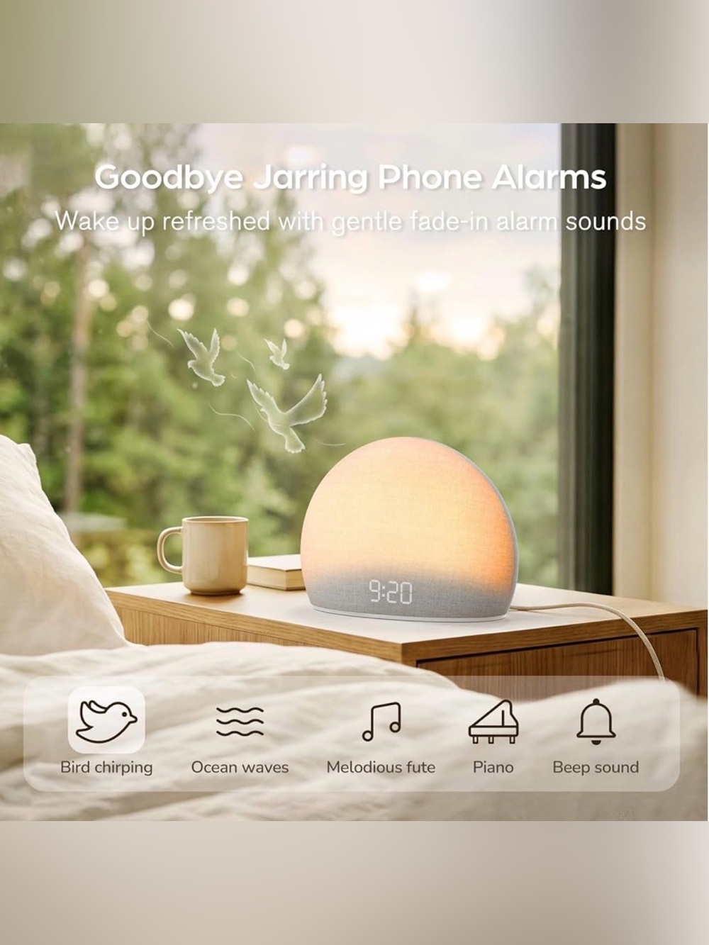 HOUSBAY Sunrise Alarm Clock - White Noise Sound Machine - NEW - Open Box